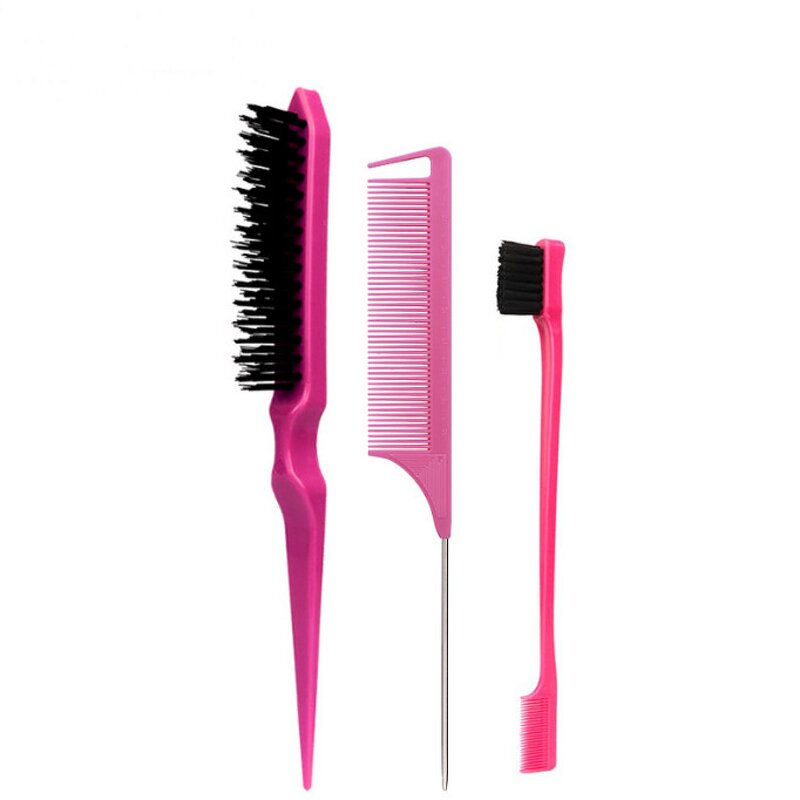 Hair Styling Comb Set Teasing Hair Brush Rat Tail Comb Edge Brush Back Brushing for Women