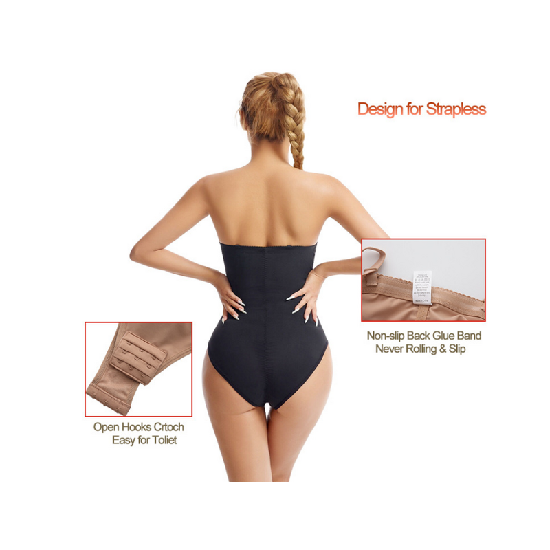 Women's Shapewear Bodysuit with Built-In 4 Steel Nylon Bra Silk Material Seamless and Breathable Design
