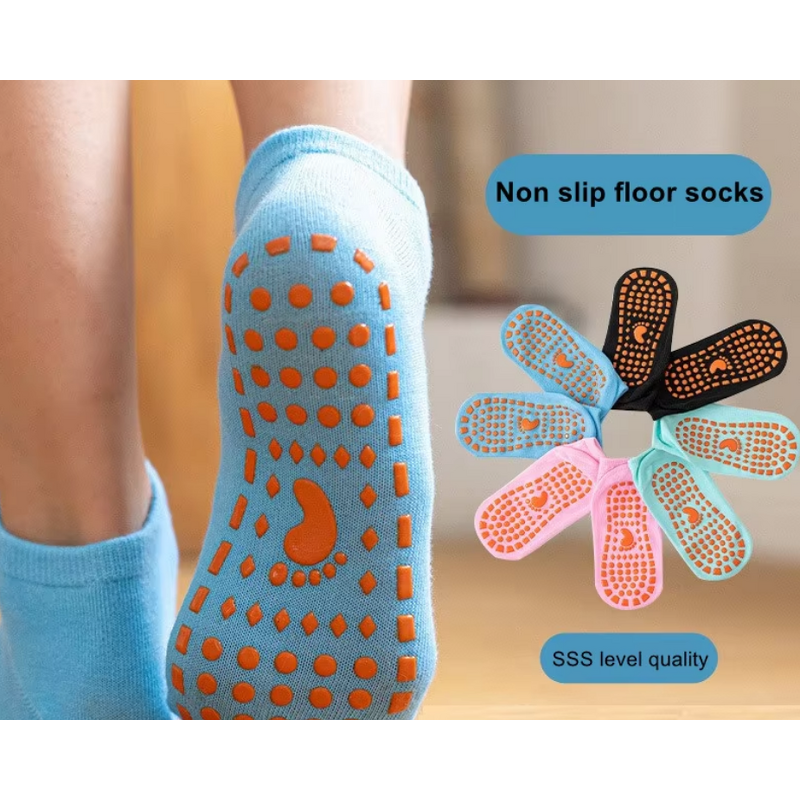 Non Slip Grip Trampoline Ankle Toddler Anti-slip Kids Boys Girls Yoga Floor Socks Custom Logo Wholesale Solid Color Cute Cat