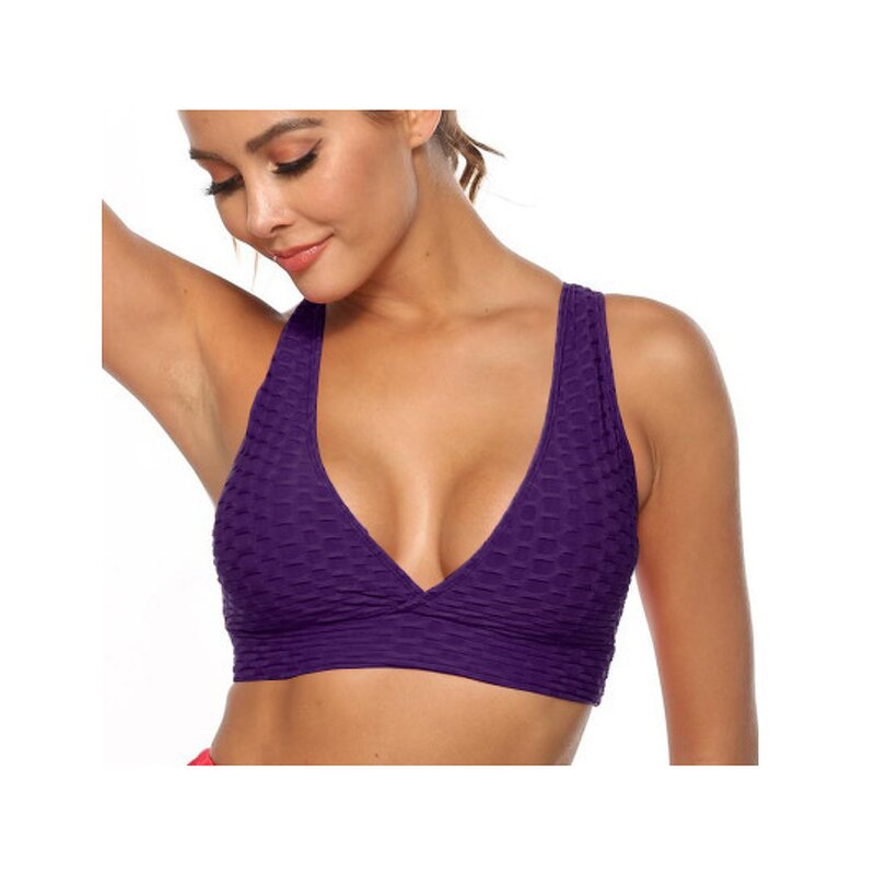 Yoga Fitness Stretch Workout Textured Activewear Private Label Sport Bra Women
