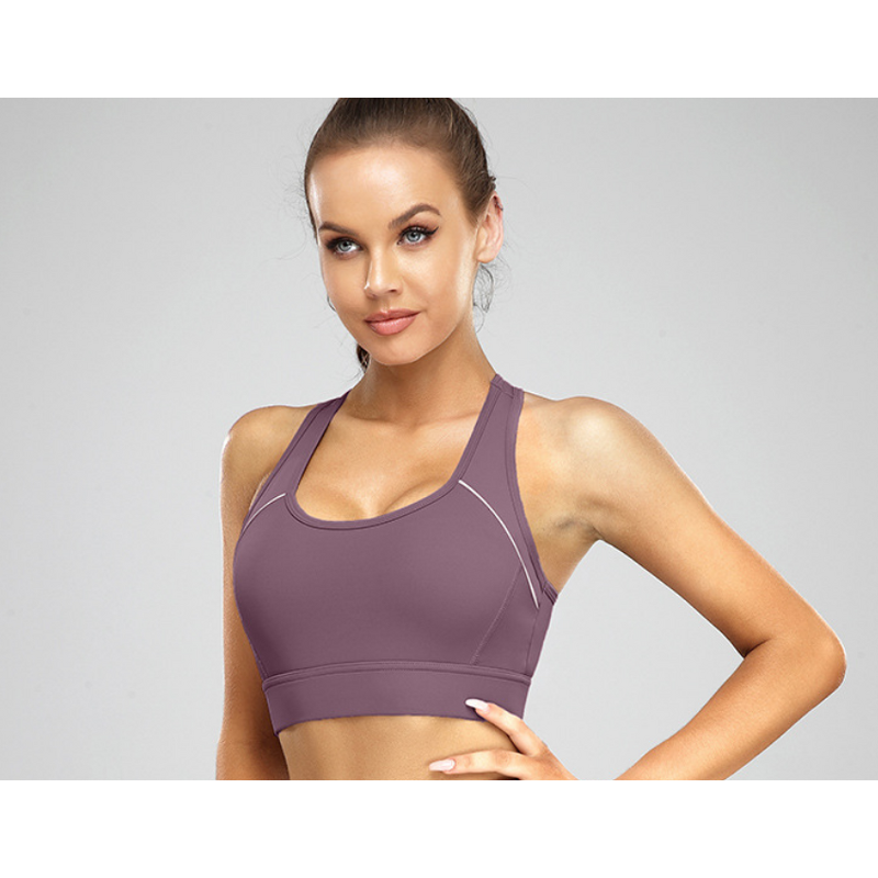 Comfortable Women's Activewear Gym Bra with Cross Back Design Breathable Fitness Sports Bras for Moving Front Logo
