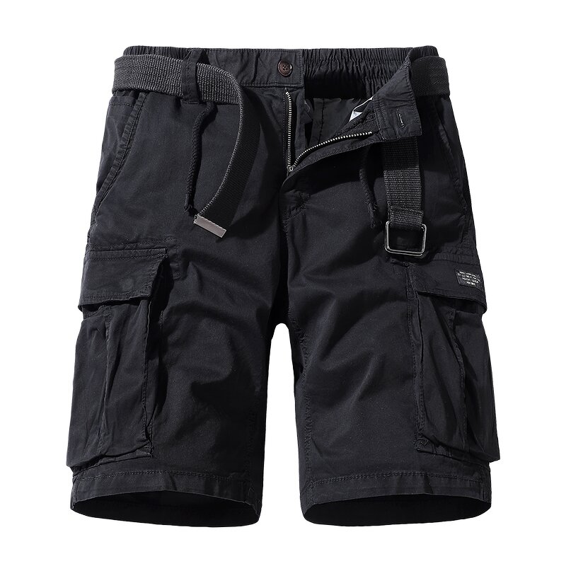 Wholesale Men's Casual Twill Elastic Cargo Shorts Below Knee Loose Fit Multi-Pocket Shorts