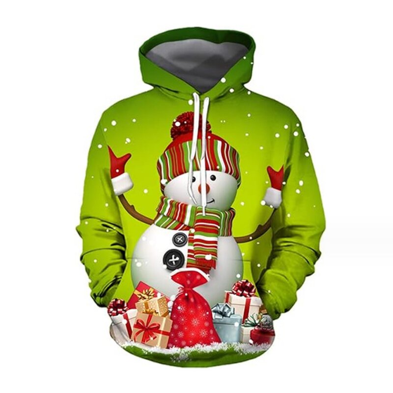 OEM  Christmas Polyester Hoodies for Sublimation Blank Mens Oversized 3d Custom Print All Over Streetwear