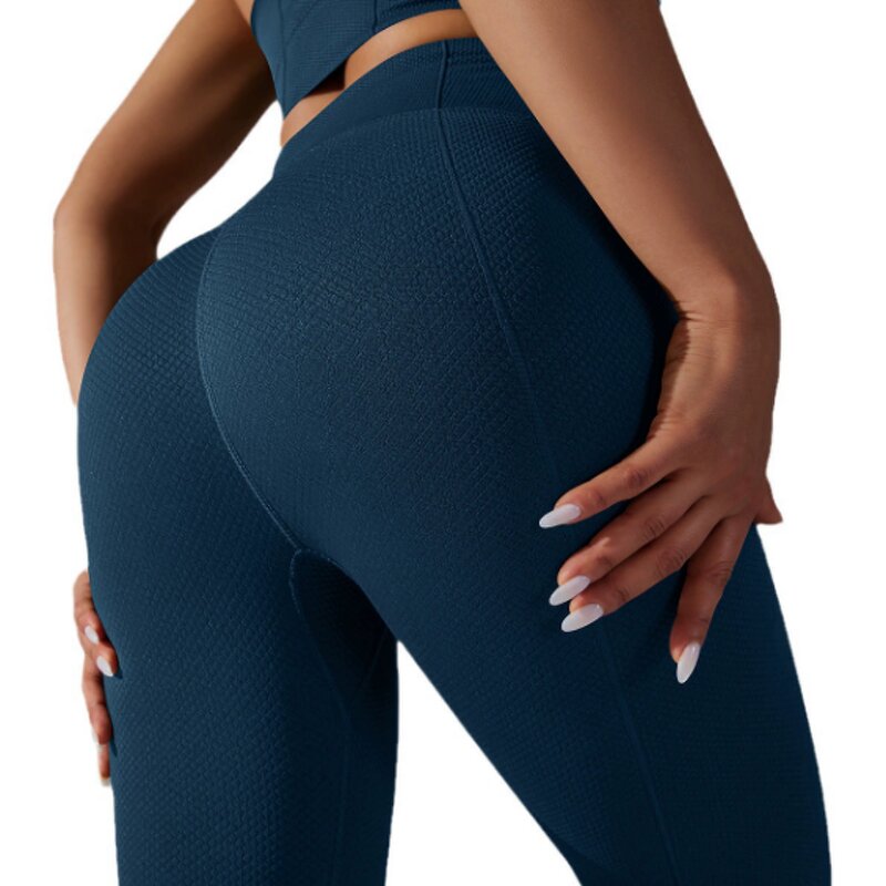 High Waisted Elasticity Sweat-Wicking Leggings No T-line in Stock Fitness Sports Pants Solid Pattern Made of Spandex/Nylon
