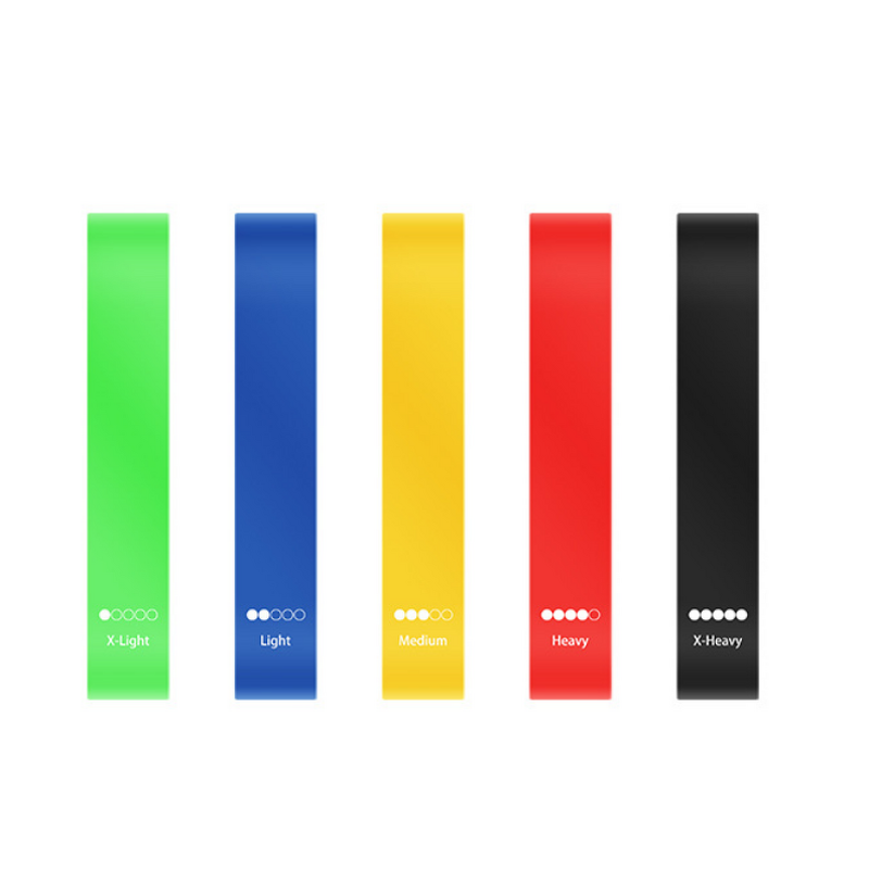 High Strength Comfortable Portable Gym Exercise Bands Five Sizes Colorful Elastic Force Loop Natural Latex Yoga Pilates Hip Band