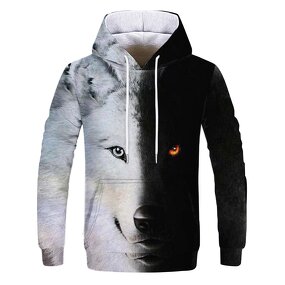 Wholesale Plus Size Unisex 3D Star Wolf Digital Printed Hooded Sweaters 3d Digital Printed Large Size Couples Sweaters
