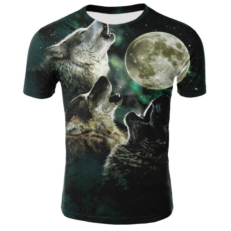 Hot Men Women Short Sleeve T-Shirt Casual 3D Creative Print Crewneck Graphic Tees Wolves Design T-shirt