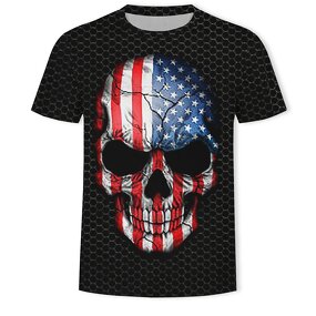 Plus Size Private Label Men T Shirt Skull Screen Print Graphic Men's Graphic Tees - Cool Novelty Design T Shirts