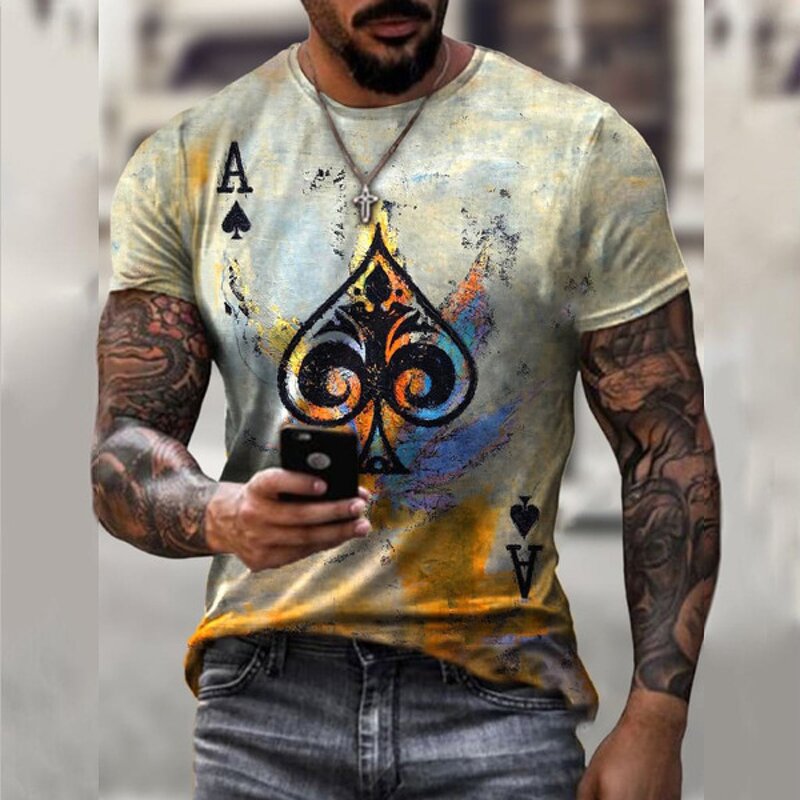 Cheap Premium Streetwear Bulk 100% Polyester Cheap Wholesale Poker Card T Shirt With Customized Logo