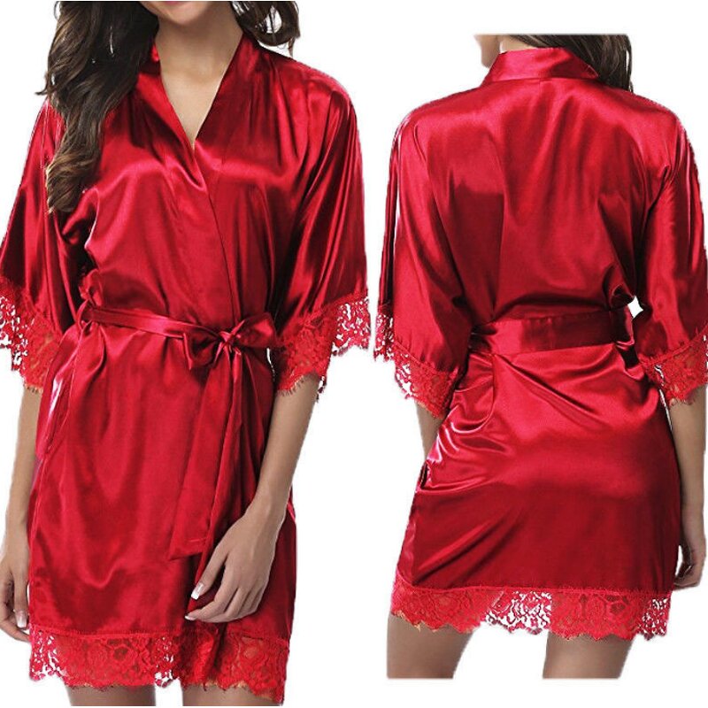 Low Price Woman Lace Robe Female Lace Bathrobe Robes Sleepwear Ladies