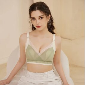 New Front Buckle Lace Nursing Bra Breastfeeding Breathability Open Cup Bras