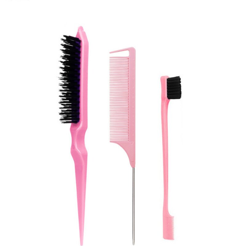 Hair Styling Comb Set Teasing Hair Brush Rat Tail Comb Edge Brush Back Brushing for Women