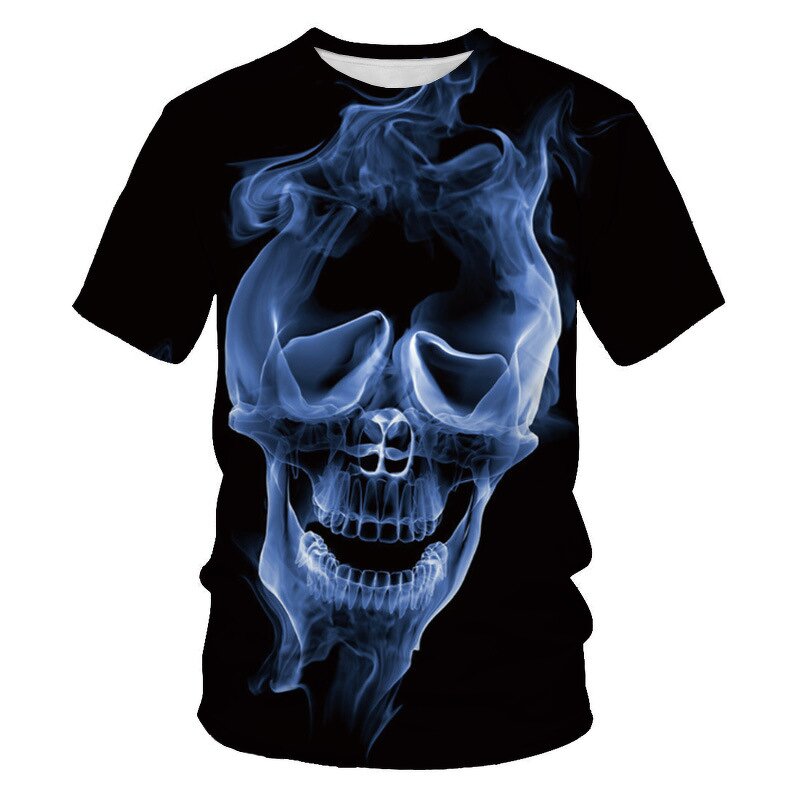 New Hot Men Summer 3d Printing T Shirt Street Fashion Models Love Fashion Skull T Shirt  Graphic Skull Short Sleeve Tees