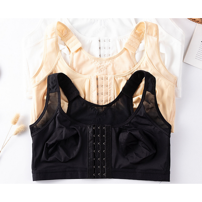 Thin Adjustable Sports Bra One-Piece Front Closure Breathable Everyday Style Wire-Free Support Adjusted Straps Push-Up Effect