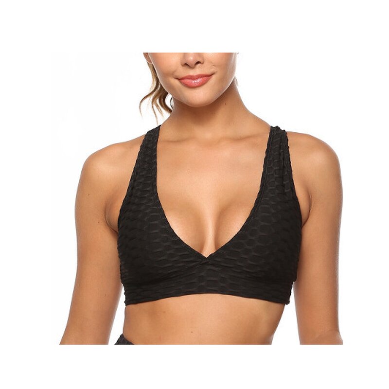 Yoga Fitness Stretch Workout Textured Activewear Private Label Sport Bra Women