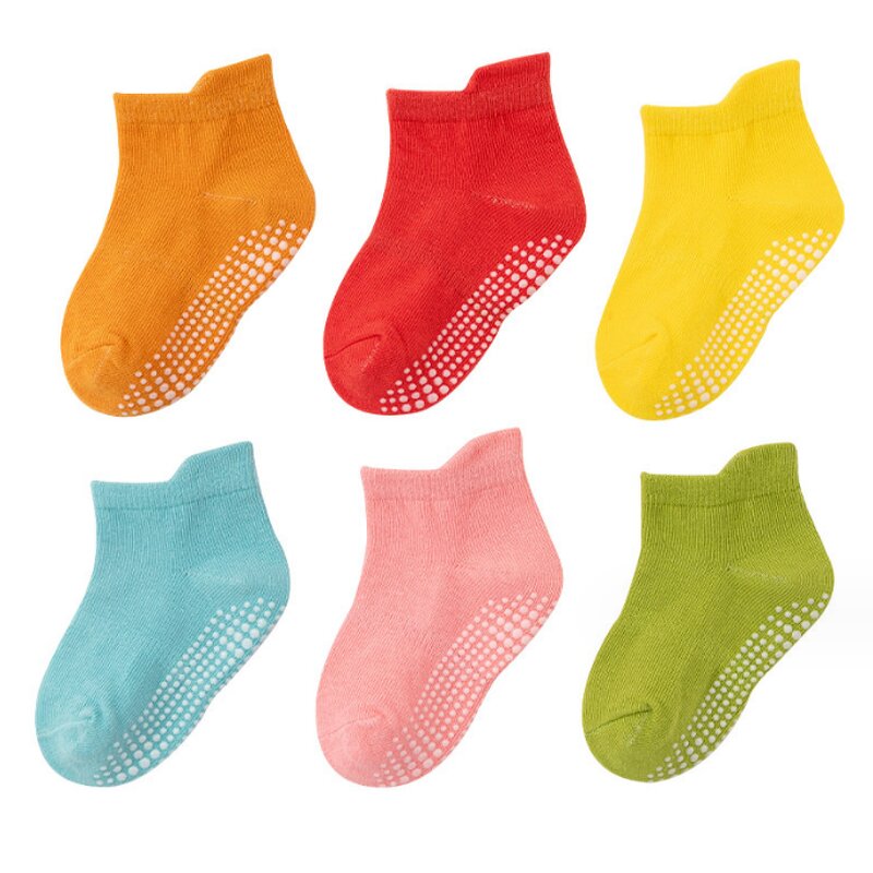 Wholesale Anti-Slip Cotton Socks for Children Infant and Baby Breathable and High-Ankle for Spring and Autumn Crawling