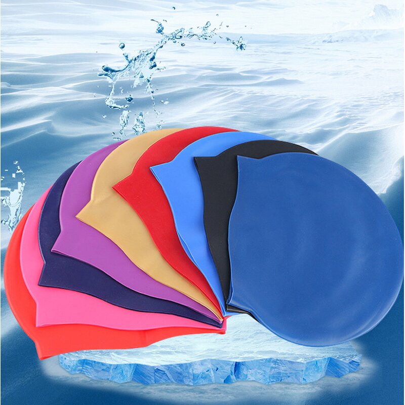 Swim Caps for Long Hair Durable Silicone Swimming Caps for Women Men Adults Youths Kids Easy to Put on and Off Swim Caps
