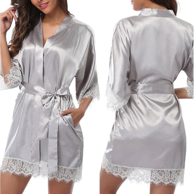 Low Price Woman Lace Robe Female Lace Bathrobe Robes Sleepwear Ladies