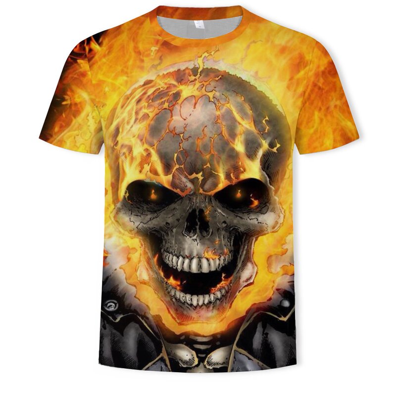 New Hot Men Summer 3d Printing T Shirt Street Fashion Models Love Fashion Skull T Shirt  Graphic Skull Short Sleeve Tees