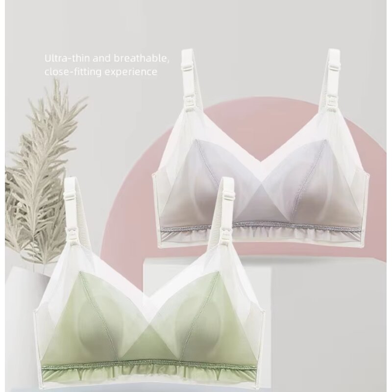 New Front Buckle Lace Nursing Bra Breastfeeding Breathability Open Cup Bras