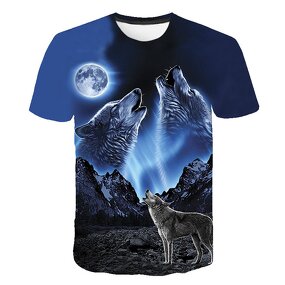 Hot Men Women Short Sleeve T-Shirt Casual 3D Creative Print Crewneck Graphic Tees Wolves Design T-shirt
