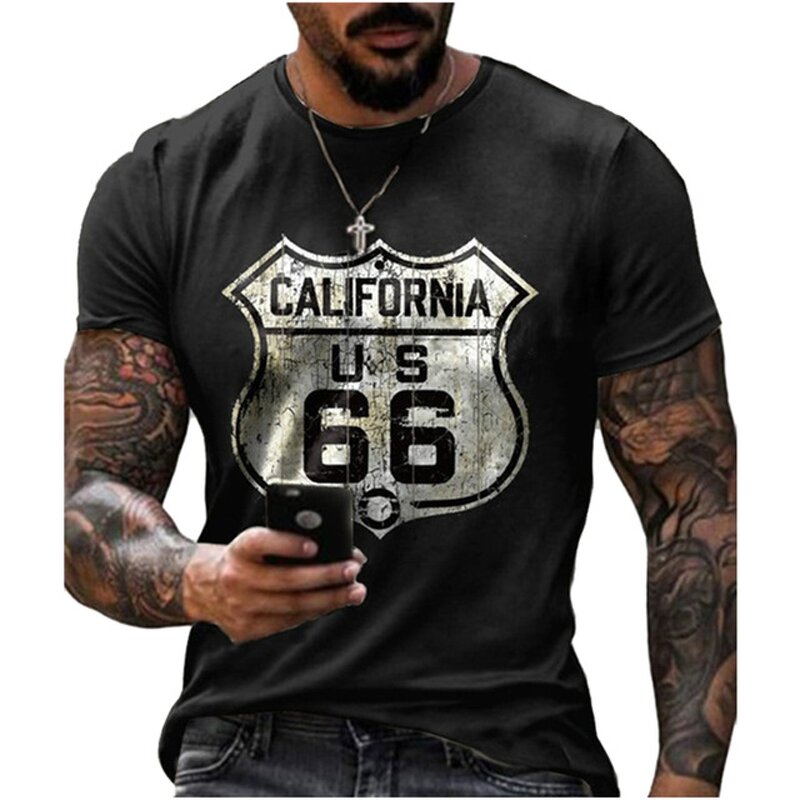 Custom Short Sleeve Rock Punk Pattern Fashion Casual Summer Male Oversized T Shirt 66 Letter 3d Printed T Shirts Dropshipping