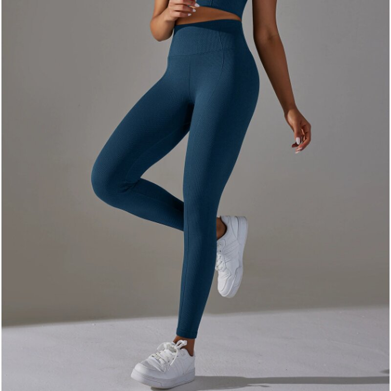 High Waisted Elasticity Sweat-Wicking Leggings No T-line in Stock Fitness Sports Pants Solid Pattern Made of Spandex/Nylon