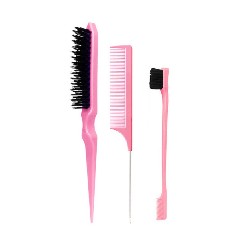 Hair Styling Comb Set Teasing Hair Brush Rat Tail Comb Edge Brush Back Brushing for Women