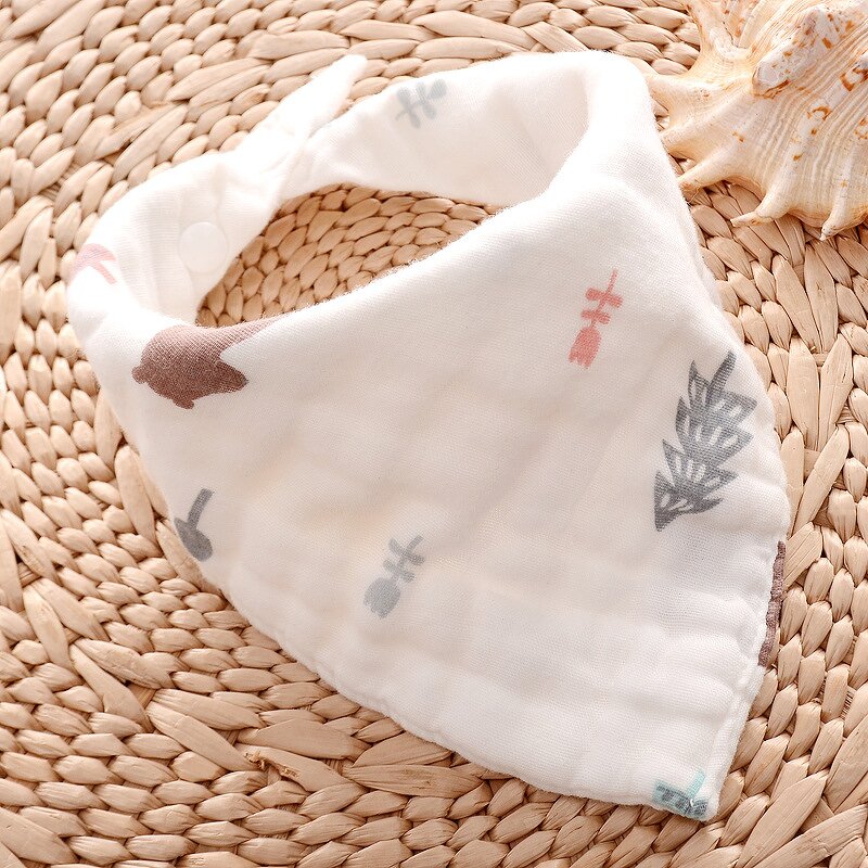 8 Layers 100% Organic Cotton Bandana Drool Bibs Soft and Absorbent Triangle for Boys & Girls Square Scarf & Handkerchiefs