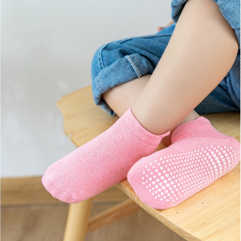 Wholesale Anti-Slip Cotton Socks for Children Infant and Baby Breathable and High-Ankle for Spring and Autumn Crawling