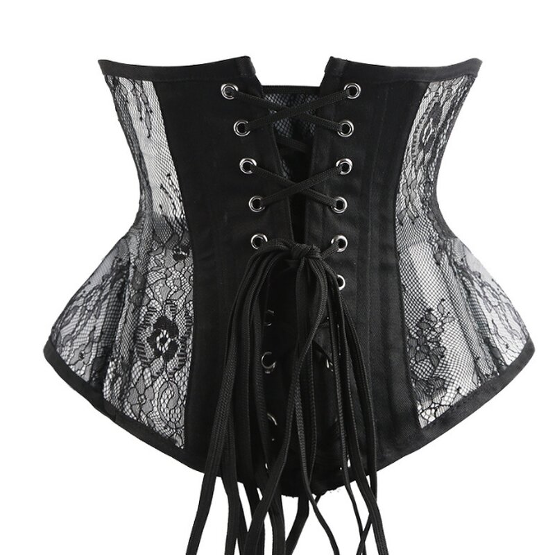 Hot Sale Fashion Wholesale Lace up Shapewear Underbust Black Waist Trainer 26 Steel Boned Clasped Corset