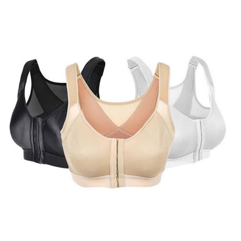 Thin Adjustable Sports Bra One-Piece Front Closure Breathable Everyday Style Wire-Free Support Adjusted Straps Push-Up Effect