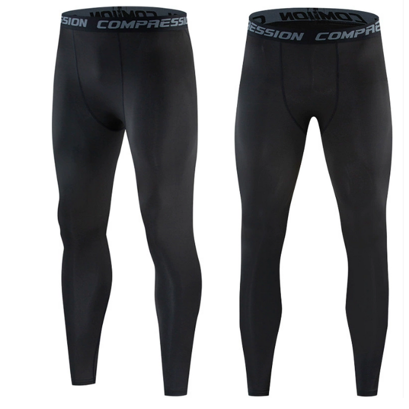 Custom Logo Men's Gym Running Compression Leggings High Waist Elastic Closure Spandex/Nylon Solid Pattern XL Size Gymwear Pants