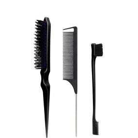 Hair Styling Comb Set Teasing Hair Brush Rat Tail Comb Edge Brush Back Brushing for Women