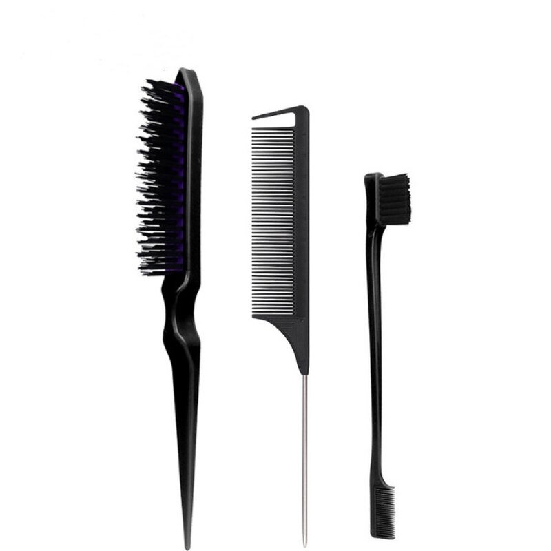 Hair Styling Comb Set Teasing Hair Brush Rat Tail Comb Edge Brush Back Brushing for Women