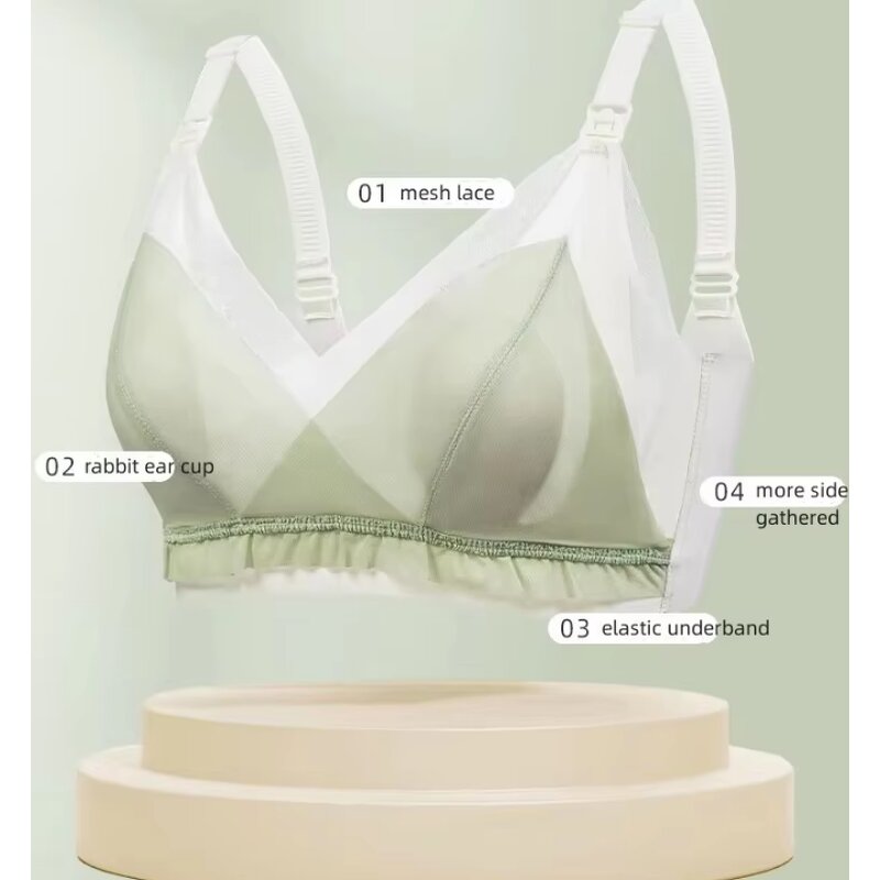 New Front Buckle Lace Nursing Bra Breastfeeding Breathability Open Cup Bras
