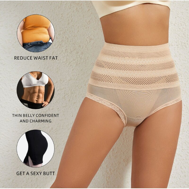High-Waist Eco-Friendly Nylon Shapers Breathable Everyday Knitted Tummy Control Panties Anti-Bacterial Properties Comfortable
