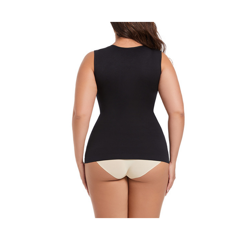 Women's Fashionable Compression Tank Top Casual Style O-Neck Collar Side Hemmed Knitted Fabric Plus-Size Breathable Vest