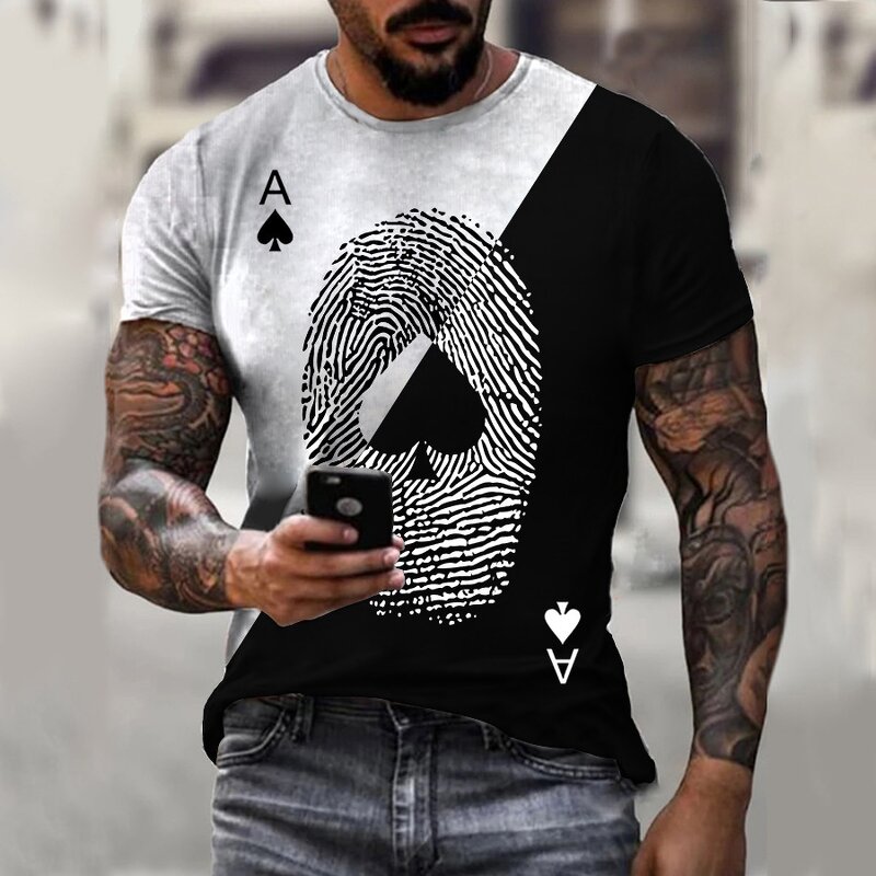 Custom T Shirt 3d Poker Card Printed T Shirt Men Compression Shirts Male Bodybuilding Fitness Quick-drying Gyms Tshirt