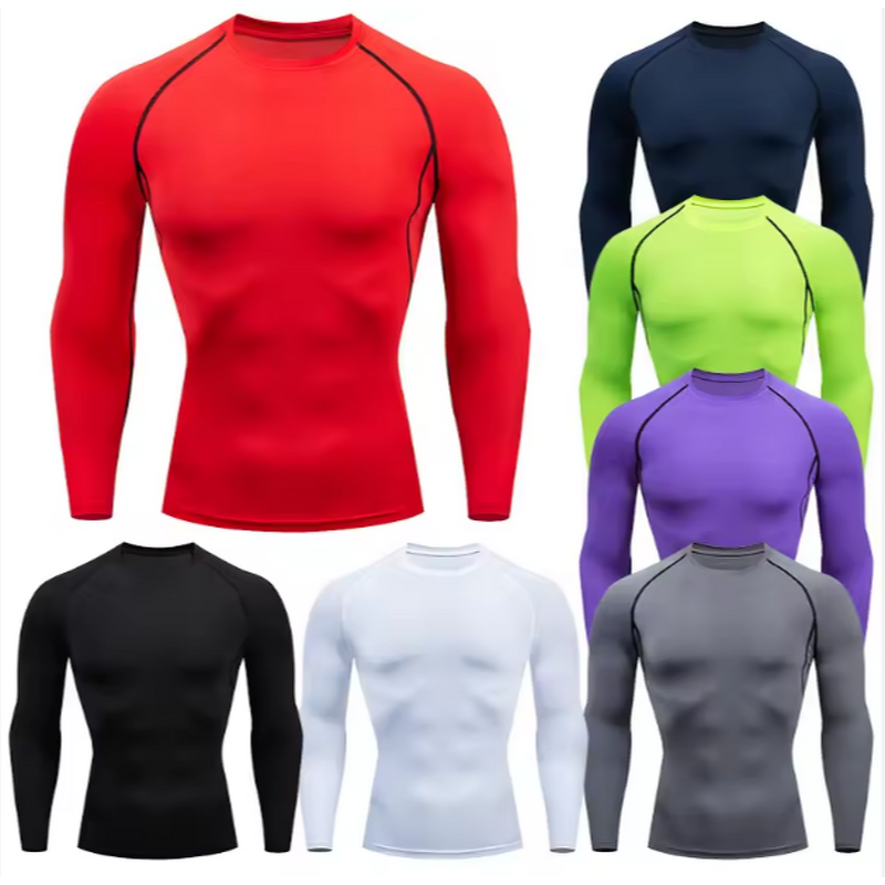 Men's Sports Active Running Long Sleeves Quick Dry Training Compression Shirts Men Gym Top Tee Clothing Compression Tops