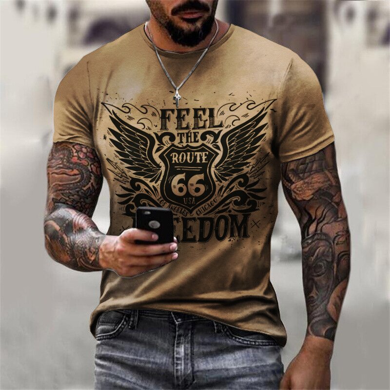 Custom Short Sleeve Rock Punk Pattern Fashion Casual Summer Male Oversized T Shirt 66 Letter 3d Printed T Shirts Dropshipping
