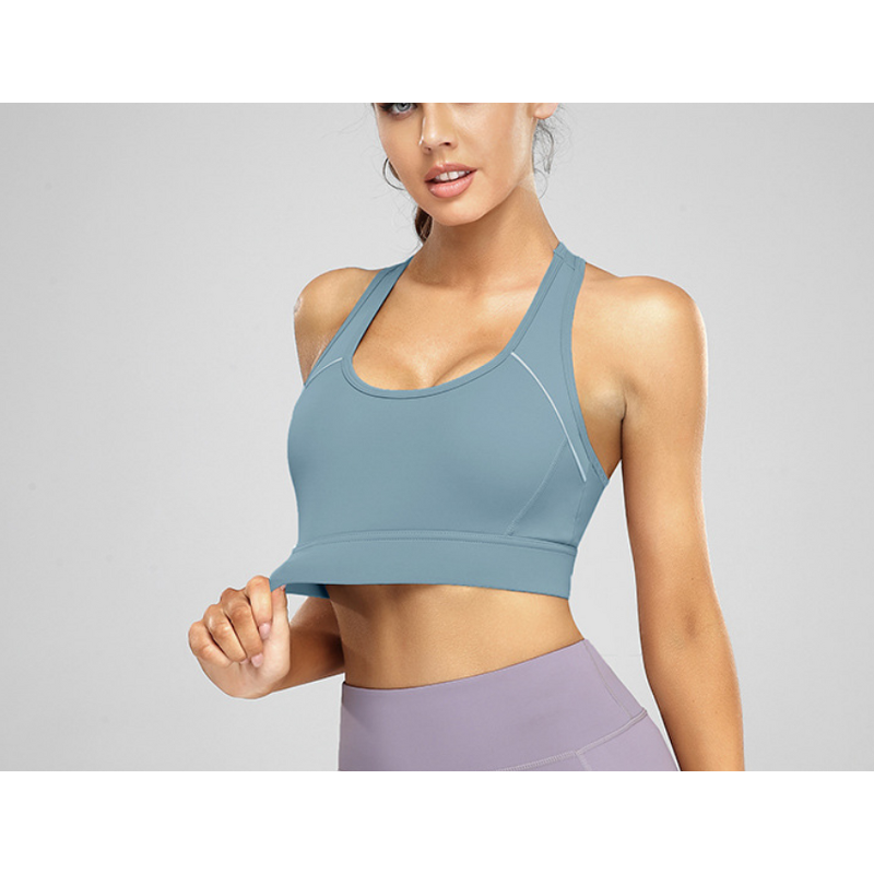 Comfortable Women's Activewear Gym Bra with Cross Back Design Breathable Fitness Sports Bras for Moving Front Logo