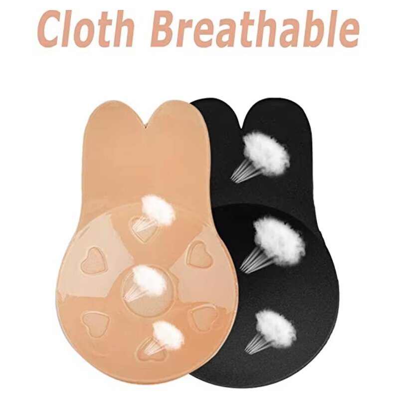 Women Push up Bra Sticky Adhesive Bunny Ear Breast Lift Breathable Silicone Nipple Cover Tape