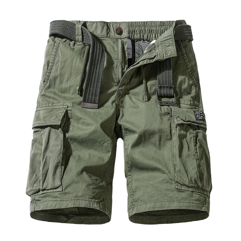 Wholesale Men's Casual Twill Elastic Cargo Shorts Below Knee Loose Fit Multi-Pocket Shorts