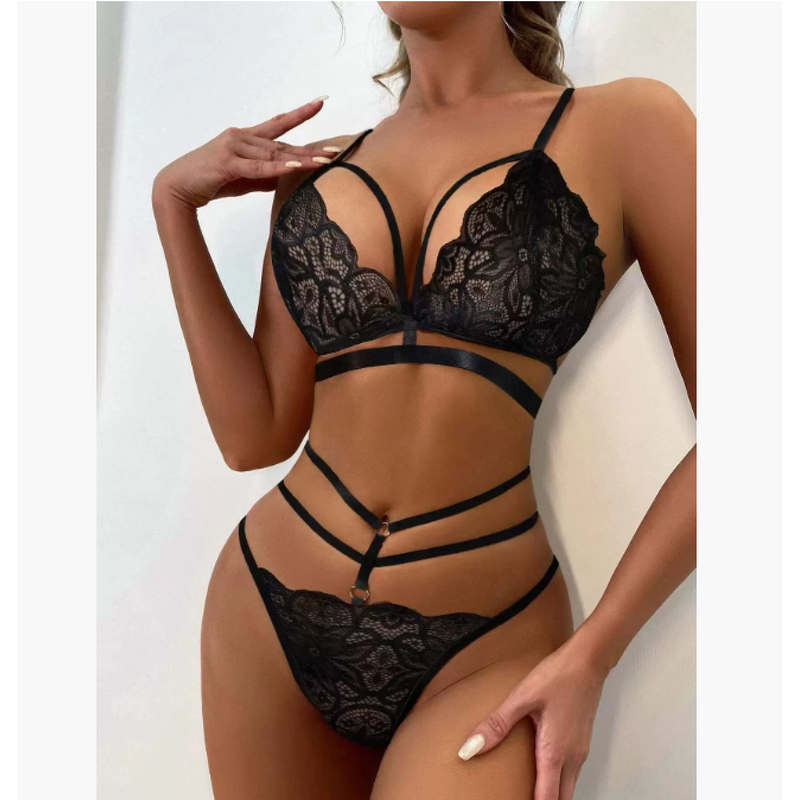 Quality Wholesale Women's Sexy Shoulder Strap Lace Lingerie Temptation Pajamas Open Passion Bow Underwear