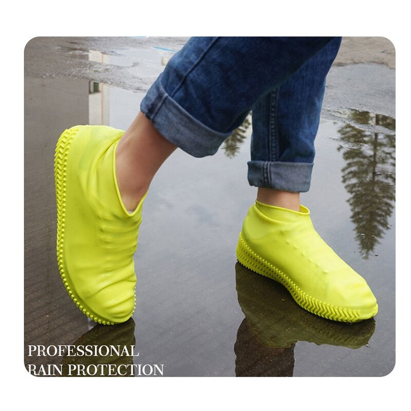 Silicone Rain Shoes Cover Non Woven Men Rubber Waterproof Overshoe Shoe Cover Rain Boots