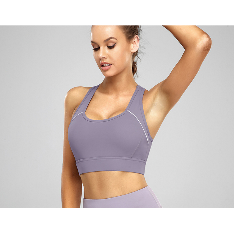 Comfortable Women's Activewear Gym Bra with Cross Back Design Breathable Fitness Sports Bras for Moving Front Logo
