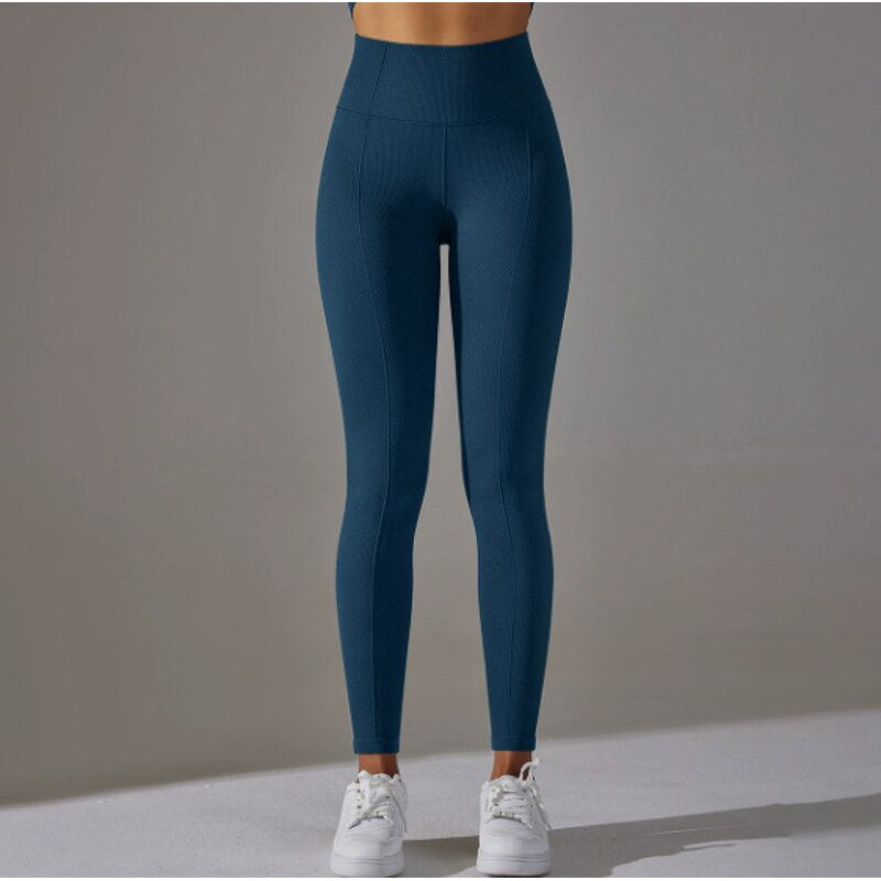 High Waisted Elasticity Sweat-Wicking Leggings No T-line in Stock Fitness Sports Pants Solid Pattern Made of Spandex/Nylon