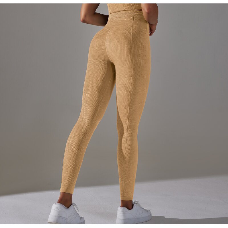 High Waisted Elasticity Sweat-Wicking Leggings No T-line in Stock Fitness Sports Pants Solid Pattern Made of Spandex/Nylon