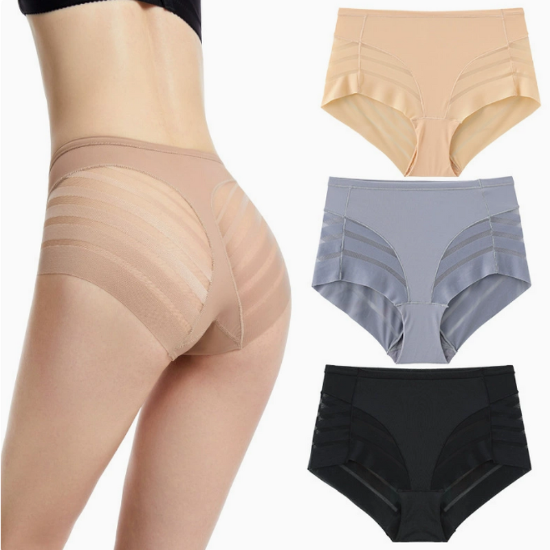Women's High Waist Sexy Transparent Thongs XL Size Polyamide Mesh Strips Panties Low-Rise Thin Everyday Solid Knitted Plain Dyed
